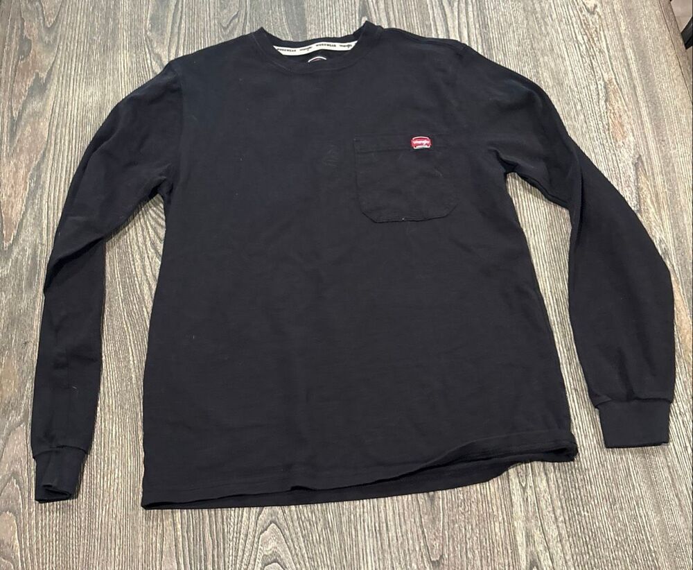 Wrangler Workwear Men's Crew Neck Long Sleeve Pocket T-shirt Black Small